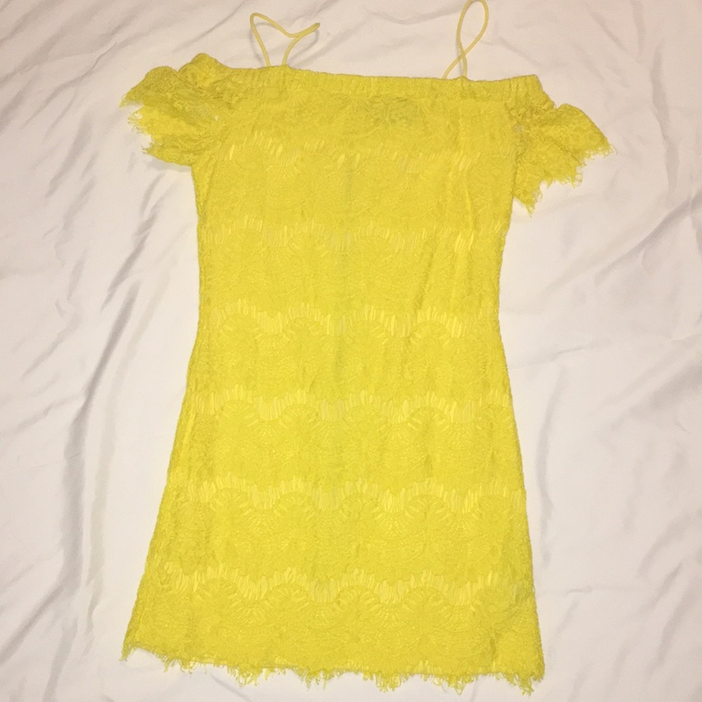 TopShop lace mini  yellow dress.